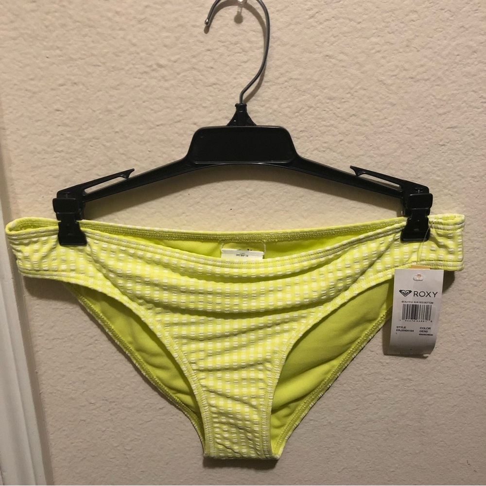 Roxy Printed Beautiful Sun Bikini Bottoms, Large, Limeade NWT